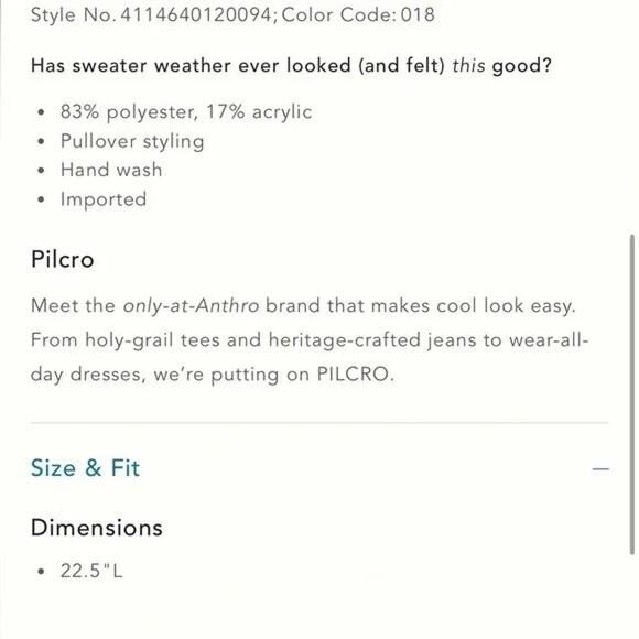 PILCRO Anthropologie Patterned Eyelash Sweater Size Small - Picture 8 of 8